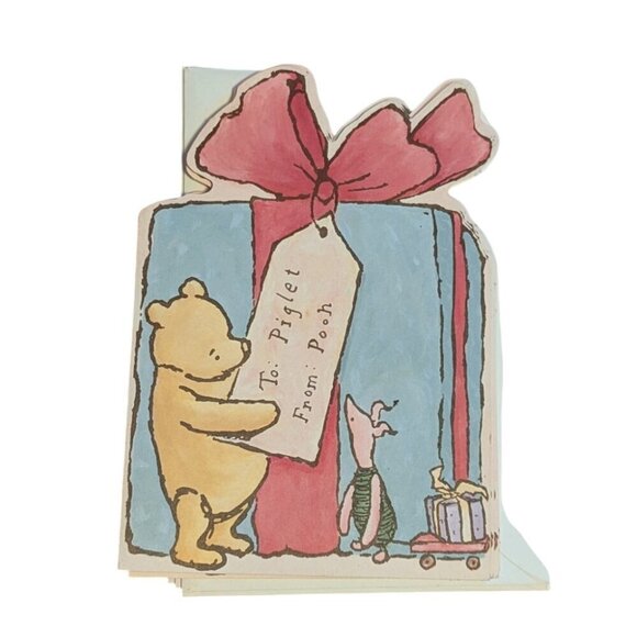 Vintage Christmas Holiday Winnie the Poo & Piglet Cards Ephemera 9 Count - Picture 2 of 6